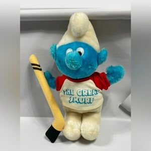 Vintage sport hockey smurf the great smurf Ganz bros 1982 kids stuffed plushie